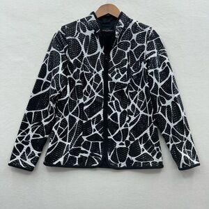 aDressing Woman Women’s Medium Black White Abstract Print Shimmering Jacket